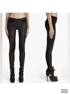 Helmut Lang Black Leather-Panel Skinny Pants